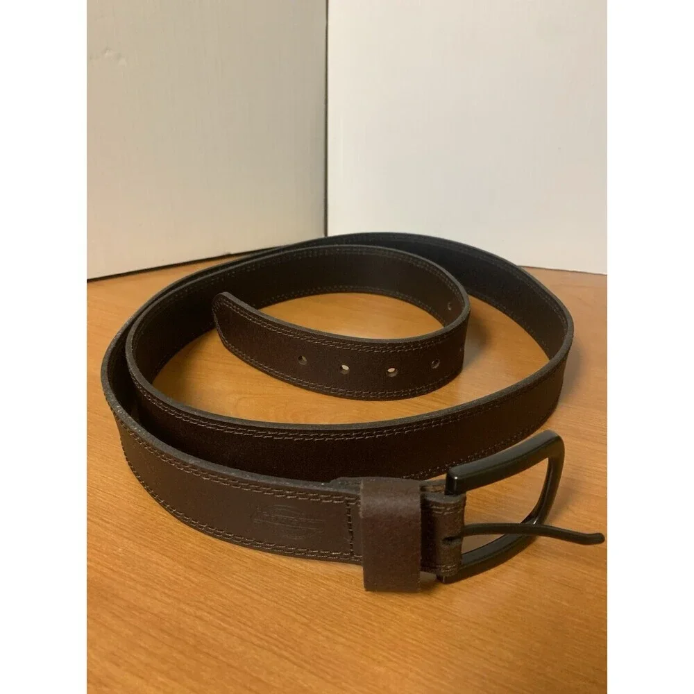 Dickies Brown Leather Men’s Belt Black Buckle Size 52”